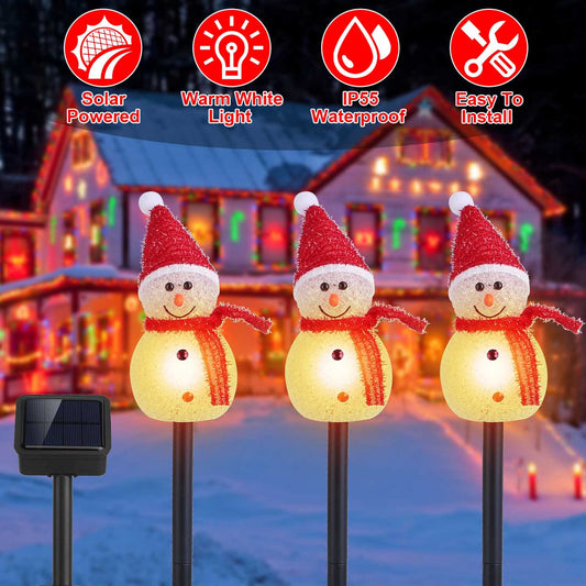 Solar Powered Lamp 3 Snowmen