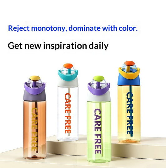 HydroFlow leakproof water bottles in orange, white, green, and yellow colors