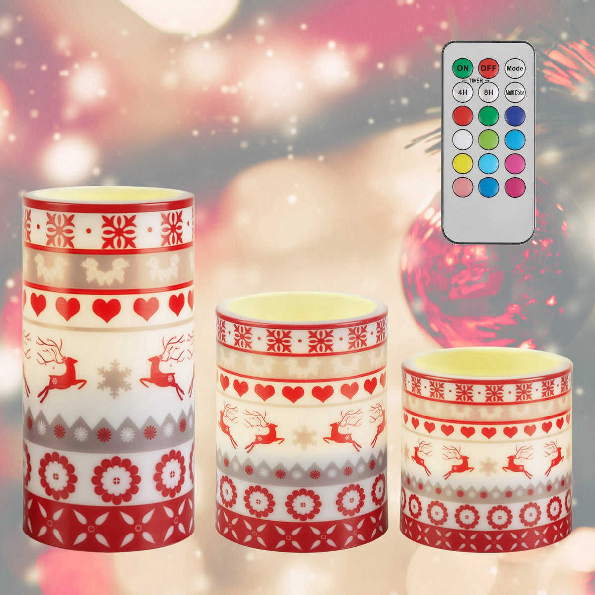 3-Pack Christmas Flameless LED Candles