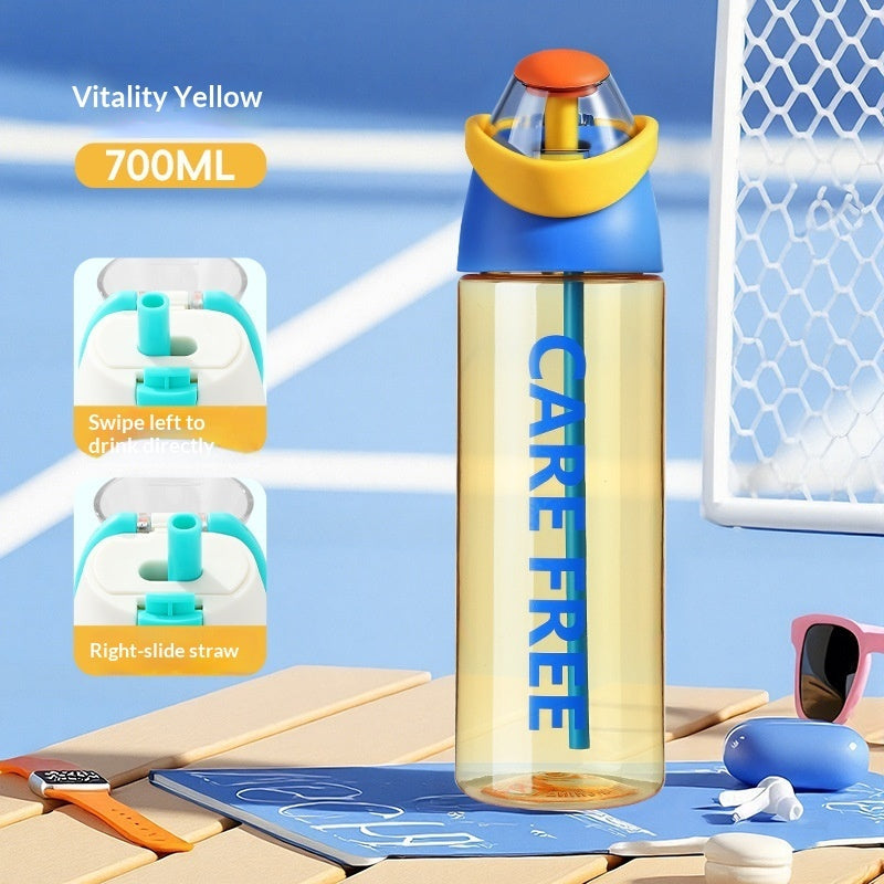 Vitality Yellow HydroFlow 700ml water bottle with slide straw feature