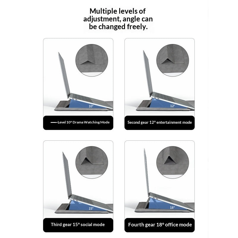 DeskPro laptop stand multiple adjustable viewing angles diagram
