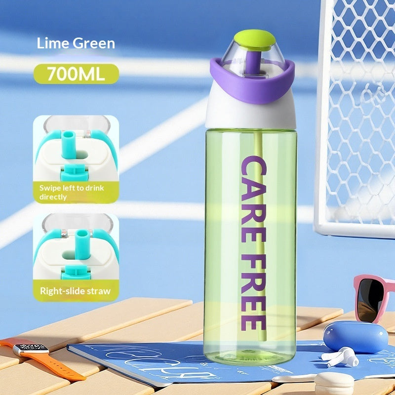 Lime Green HydroFlow 700ml water bottle with slide straw feature