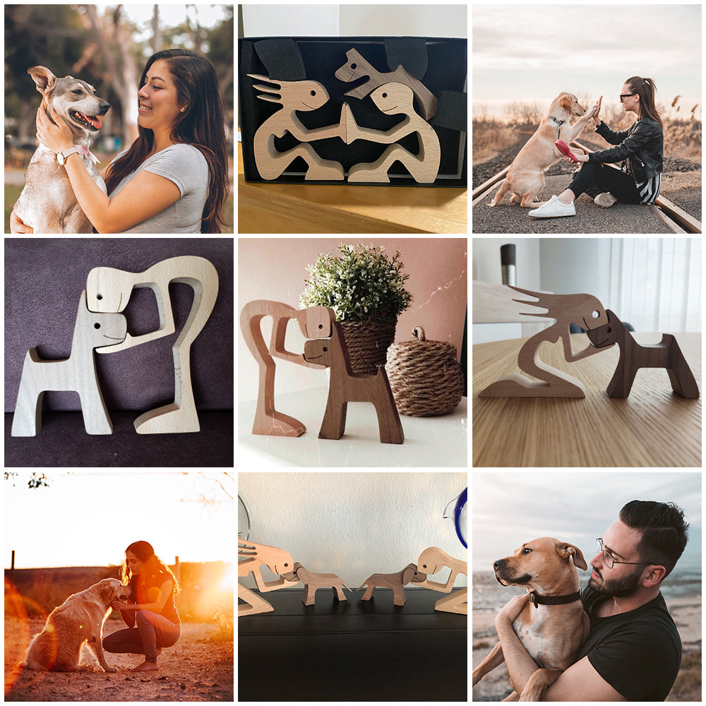 DIY Figurine Wood Dog Ornament Sculpture